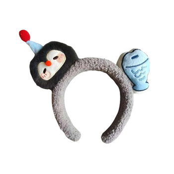 Bandă pentru păr cu pinguin drăguț în stil desen animat, accesoriu pentru păr pentru machiaj și ședințe foto