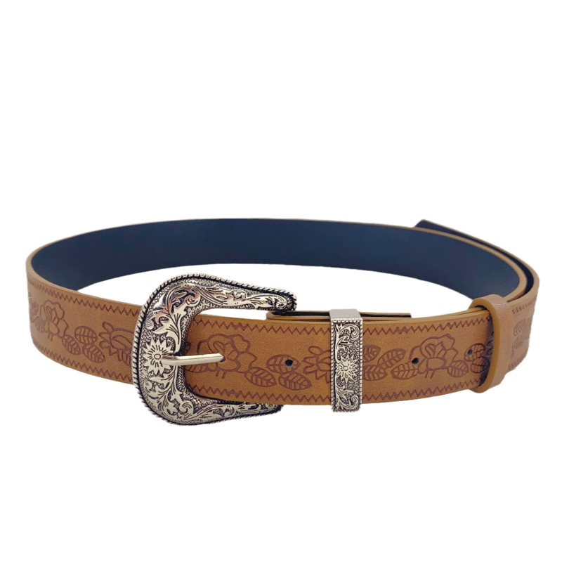 Centură lată în stil american, maro vintage, din piele sintetică, lățime 3.3 cm, lungime 105 cm, cataramă din aliaj, accesoriu minimalist elegant