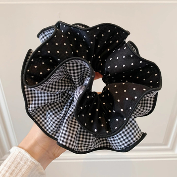 Scrunchie cu buline în stil franțuzesc, elegant și simplu, pentru coada joasă, model 2025