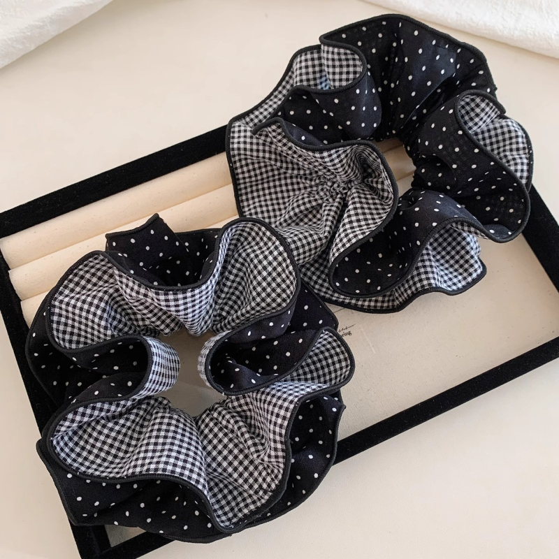 Scrunchie cu buline în stil franțuzesc, elegant și simplu, pentru coada joasă, model 2025