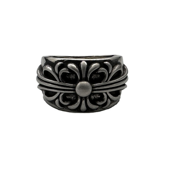 Inel de cuplu în stil vintage, argint thailandez, design floral, mărime medie, unisex.