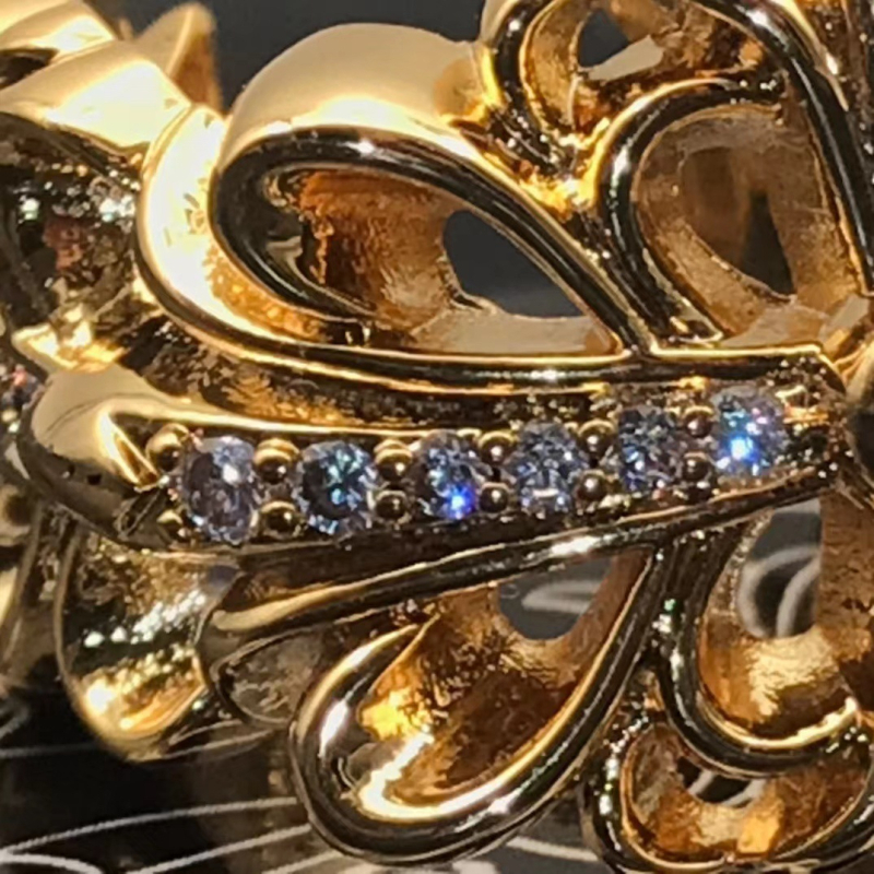 Inel unisex placat cu 22K, cu diamante, design deschis în cruce florală, inspirație vintage