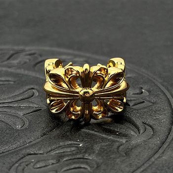 Inel din argint thailandez placat cu aur 22K, design deschis cu cruce-flori, stil vintage, unisex