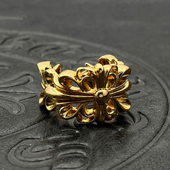 Inel din argint thailandez placat cu aur 22K, design deschis cu cruce-flori, stil vintage, unisex