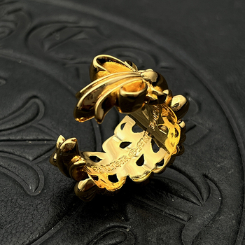 Inel din argint thailandez placat cu aur 22K, design deschis cu cruce-flori, stil vintage, unisex