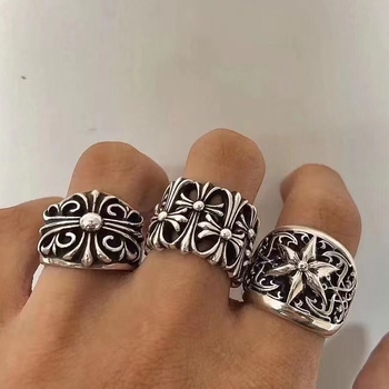 Inel unisex vintage cu motiv viță de vie și hexagramă, finisaj antic, stil retro hip-hop punk, senzație de nișă premium