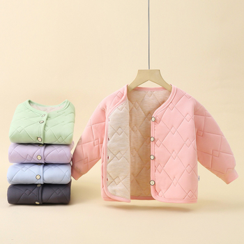 Palton de copii cu umplutură în trei straturi, stil uniformă școlară, căptușeală fleece, cald pentru iarnă