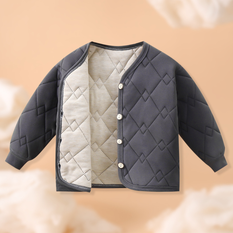 Palton de copii cu umplutură în trei straturi, stil uniformă școlară, căptușeală fleece, cald pentru iarnă