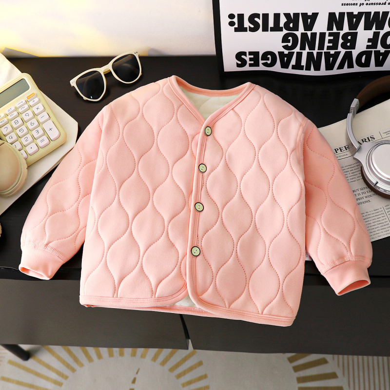 Palton de copii cu umplutură în trei straturi, stil uniformă școlară, căptușeală fleece, cald pentru iarnă