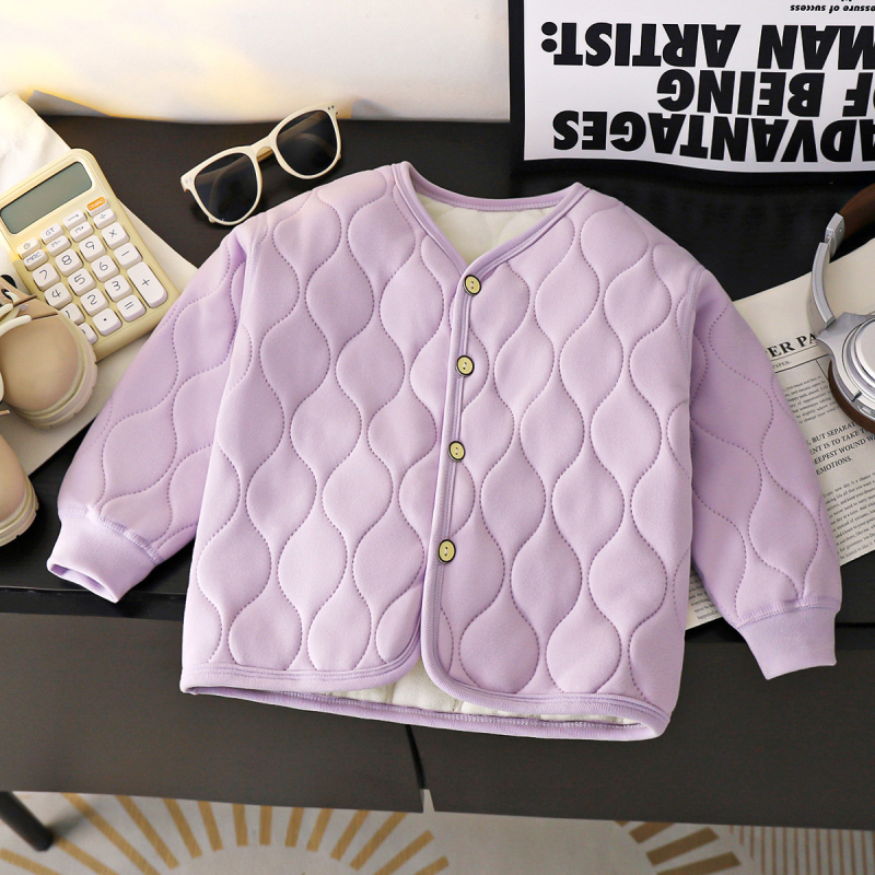 Palton de copii cu umplutură în trei straturi, stil uniformă școlară, căptușeală fleece, cald pentru iarnă
