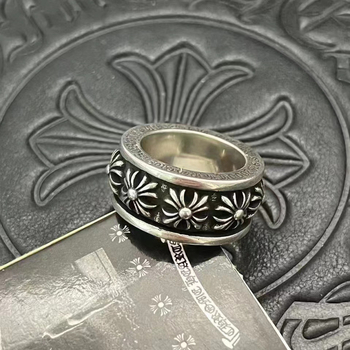 Inel hip-hop modern pentru bărbați, argint thailandez vintage, motif retro rotativ cu floare în cruce