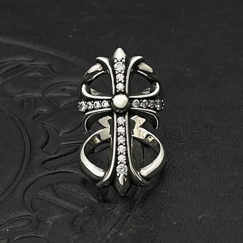 Inel masculin în stil retro, crucifix mare, design decupat și cu diamante, senzație premium, nu se decolorează