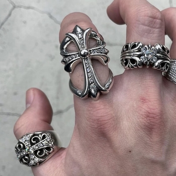 Inel masculin în stil retro, crucifix mare, design decupat și cu diamante, senzație premium, nu se decolorează