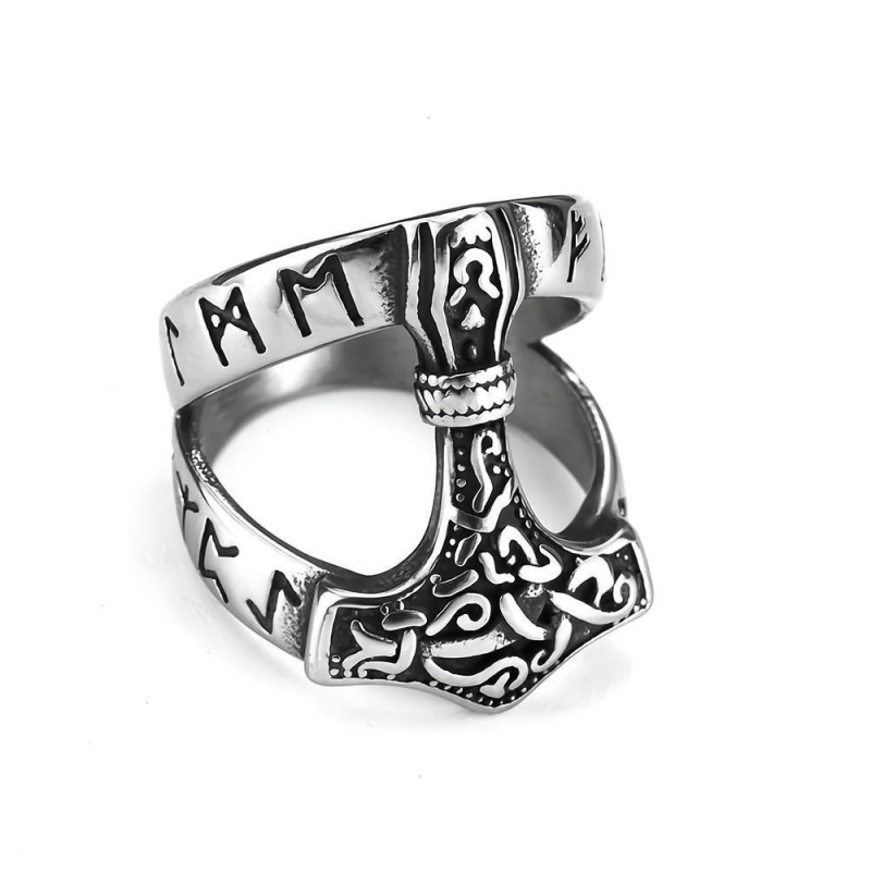 Inel masculin din oțel inoxidabil, stil retro european-american, hip-hop, cu design de ciocan viking