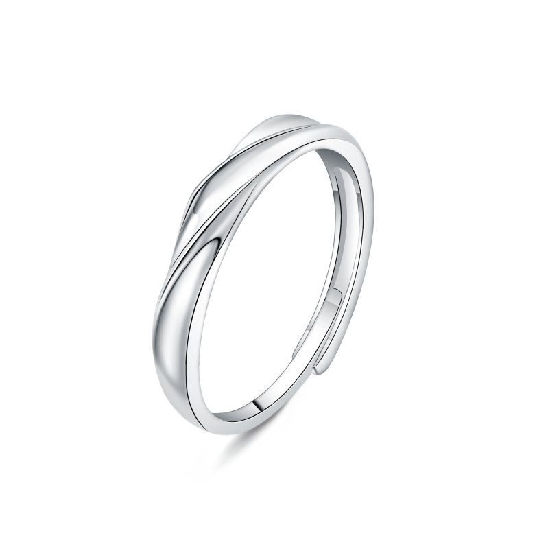 Inel pentru bărbați din argint 925, stil minimalist, model 3D cu valuri