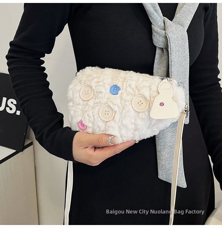 Plyšová kabelka Mao Mao pre ženy - malá crossbody kabelka na telefón, roztomilý štýl do ruky, ľahká, jeseň/zima 2024