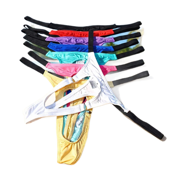 String pentru bărbați din Ice Silk, talie joasă, respirabil, cu deschidere la zona inghinală, stil occidental, cod B931, 8 culori