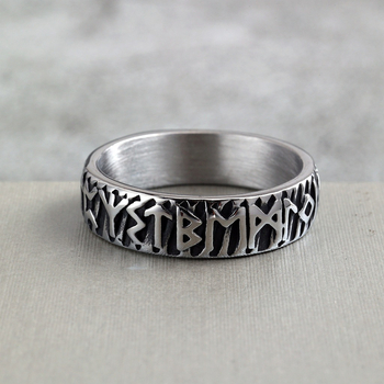 Inel Viking Rune din oțel titan – design retro, unisex