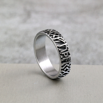 Inel Viking Rune din oțel titan – design retro, unisex
