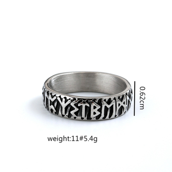 Inel Viking Rune din oțel titan – design retro, unisex