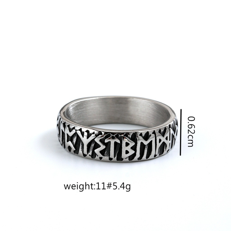 Inel Viking Rune din oțel titan – design retro, unisex