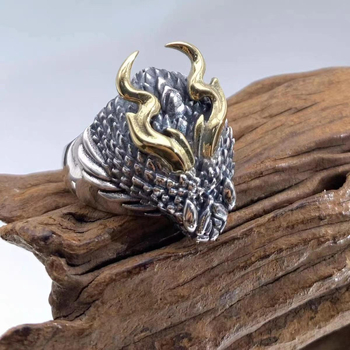 Inel dragon pentru bărbați, design deschis, stil retro, bijuterii cu motiv dragon-șarpe