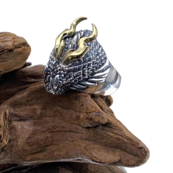 Inel dragon pentru bărbați, design deschis, stil retro, bijuterii cu motiv dragon-șarpe