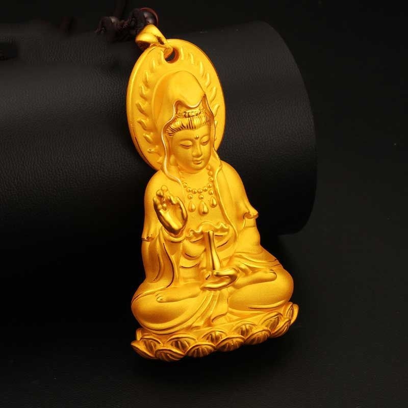 Pandantiv Guanyin Bodhisattva pentru bărbați, colier cu pandantiv geometric, stil etnic, lux discret