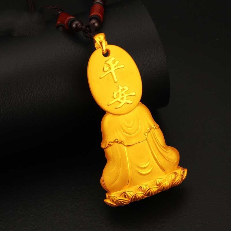 Pandantiv Guanyin Bodhisattva pentru bărbați, colier cu pandantiv geometric, stil etnic, lux discret