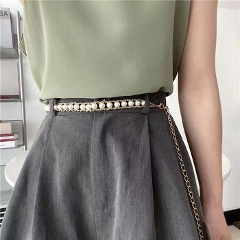 Lanț de talie cu perle, în stil coreean, pentru femei, accesorii elegante pentru rochie, curea versatilă și lanț pentru corp