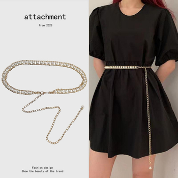 Lanț de talie cu perle, în stil coreean, pentru femei, accesorii elegante pentru rochie, curea versatilă și lanț pentru corp