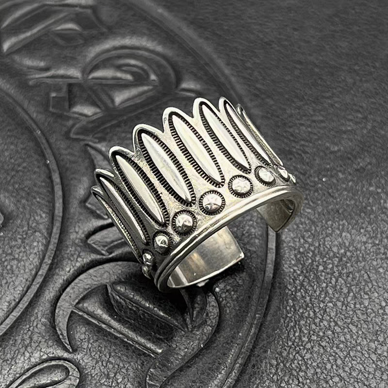 Inel din argint thailandez, cu pene indiană și design cu stea – pentru bărbați, stil vintage, durabil, nu se decolorizează, stil vest-european-american