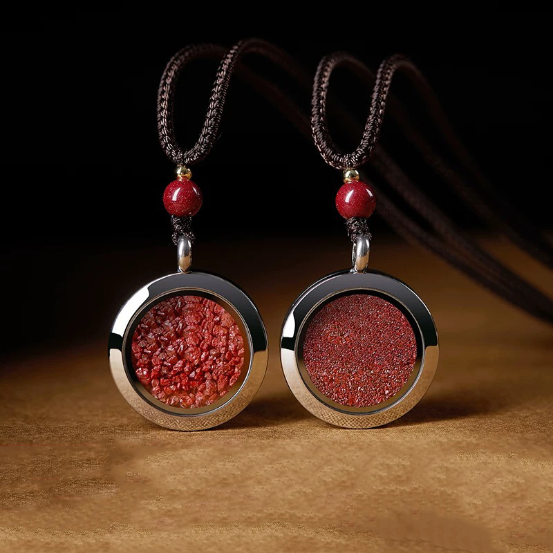 Pandantiv gol din cinnabar, cutie geometrică – talisman unisex pentru anul nașterii, design geometric
