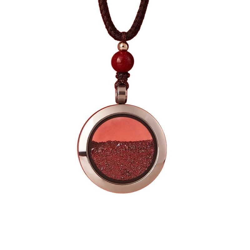 Pandantiv gol din cinnabar, cutie geometrică – talisman unisex pentru anul nașterii, design geometric