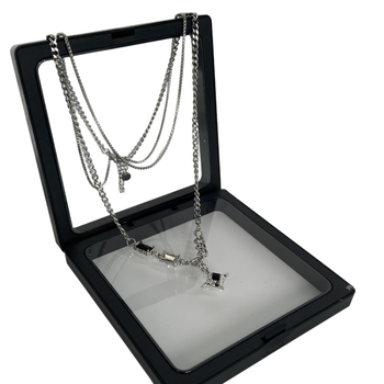 Colier masculin dublu strat cu pietre pătrate de diamant, design în formă de stea, lanț Cuban