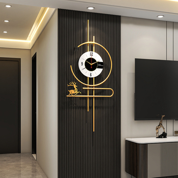 Ceas de perete modern minimalist cu ramă metalică dreptunghiulară, alimentare cu baterii, ceas decorativ pentru living și dormitor
