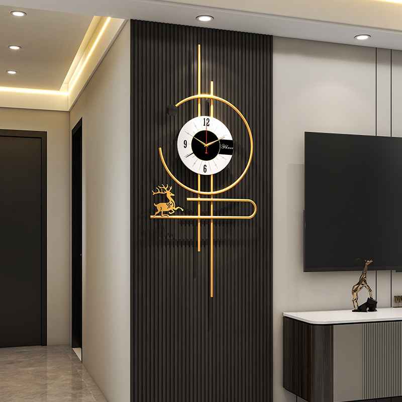 Ceas de perete modern minimalist cu ramă metalică dreptunghiulară, alimentare cu baterii, ceas decorativ pentru living și dormitor