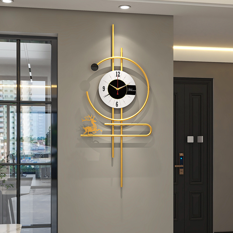 Ceas de perete modern minimalist cu ramă metalică dreptunghiulară, alimentare cu baterii, ceas decorativ pentru living și dormitor