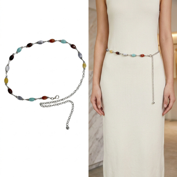 Lanț de talie pentru femei, cu decor din lanț metalic, accesoriu pentru rochie de seară, versatil.