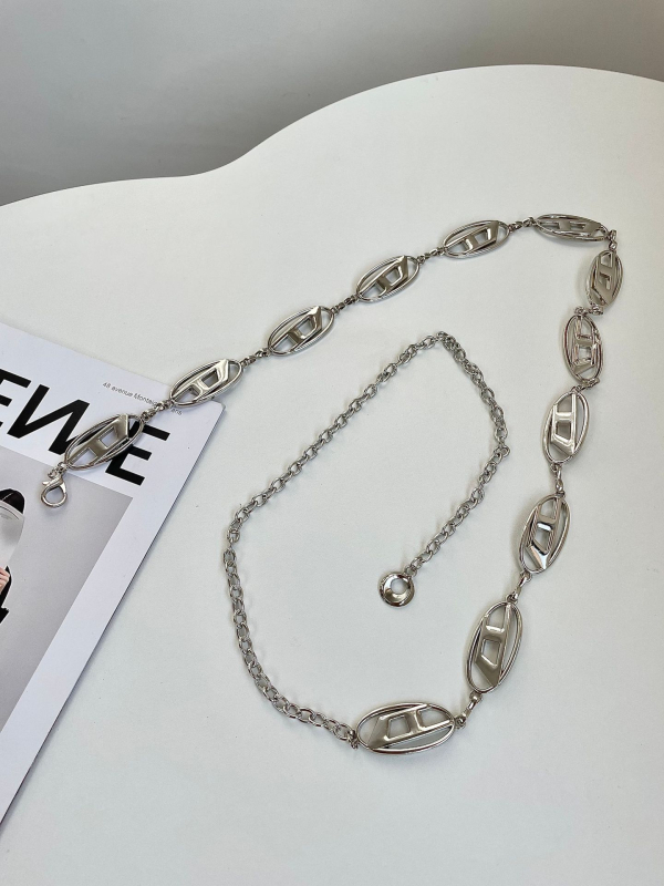 Lanț metalic de talie în formă de D pentru femei, accesoriu elegant și versatil