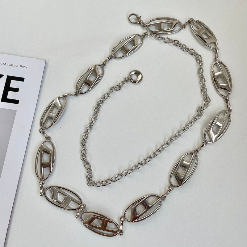 Lanț metalic de talie în formă de D pentru femei, accesoriu elegant și versatil