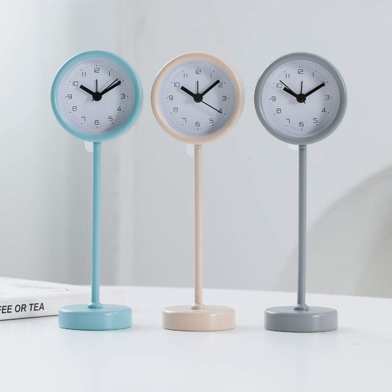 Ceas de birou pentru studenți, carcasă metalică minimalistă, cadran din sticlă, alarmă puternică, alimentat cu baterii, cu o singură față, decorativ
