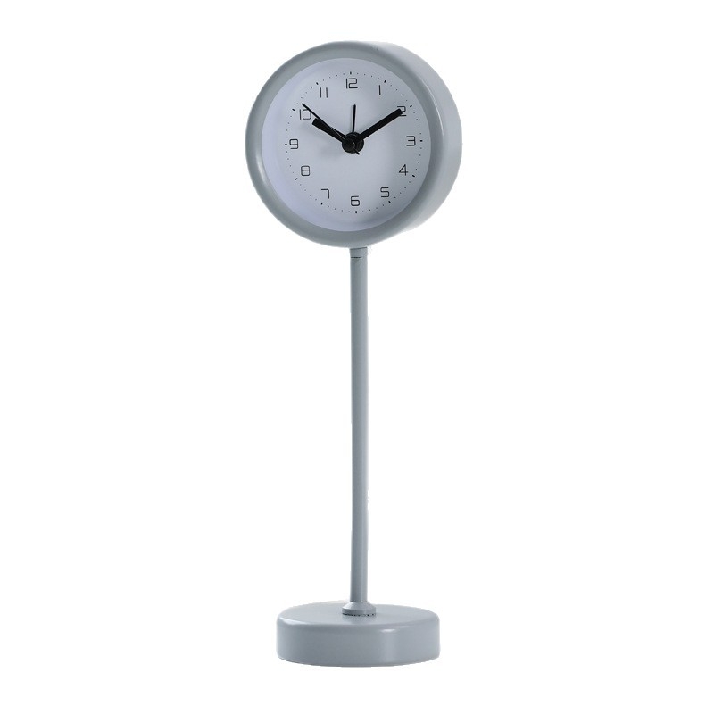 Ceas de birou pentru studenți, carcasă metalică minimalistă, cadran din sticlă, alarmă puternică, alimentat cu baterii, cu o singură față, decorativ
