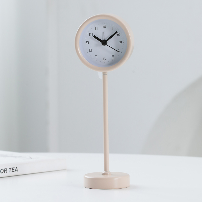Ceas de birou pentru studenți, carcasă metalică minimalistă, cadran din sticlă, alarmă puternică, alimentat cu baterii, cu o singură față, decorativ