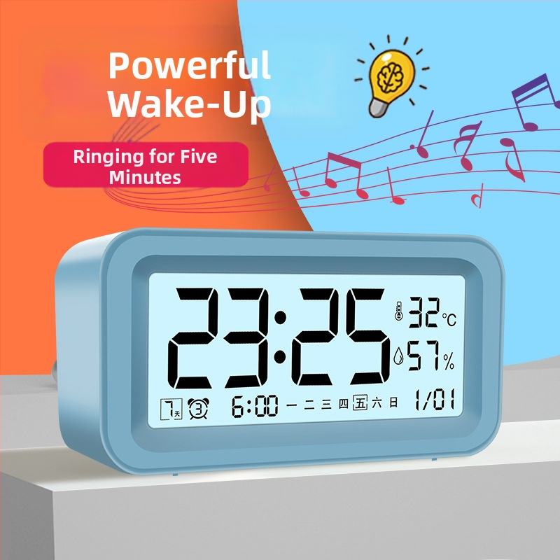Ceas de birou inteligent, multifuncțional pentru elevi, cu afișaj digital, funcție de trezire, termometru, afișaj luminos, calendar săptămânal și lunar.