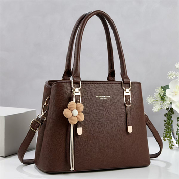Geantă de mână cu pandantiv din pluș, culoare solidă, design minimalist, geantă mare pentru umăr sau crossbody, cu fermoar