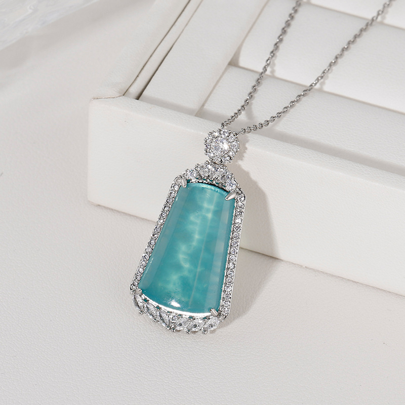 Talisman cu zircon albastru – pandantiv, stil chinezesc nou, lux lejer pentru femei