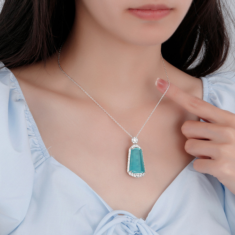 Talisman cu zircon albastru – pandantiv, stil chinezesc nou, lux lejer pentru femei