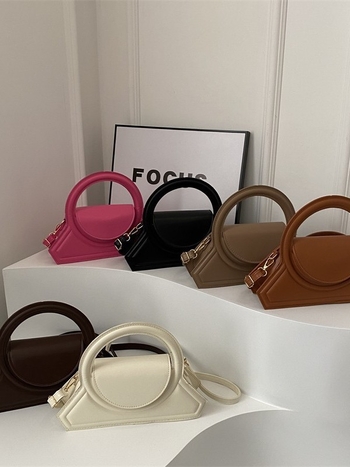 Geantă de mână pentru femei cu inel geometric, PU, crossbody, modă 2025