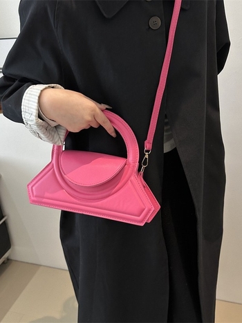 Geantă de mână pentru femei cu inel geometric, PU, crossbody, modă 2025
